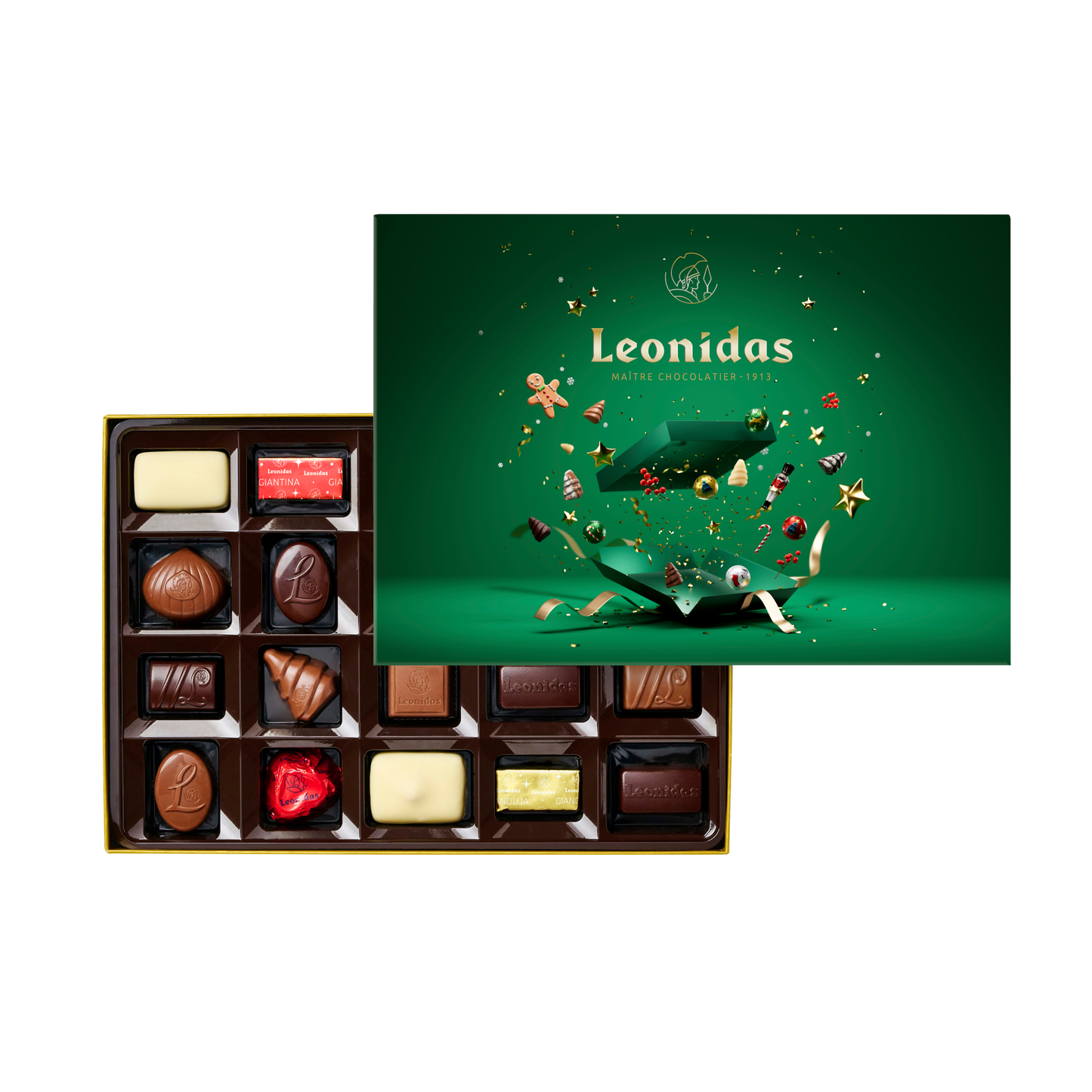 Coffret rectangle Noel Vert 255g