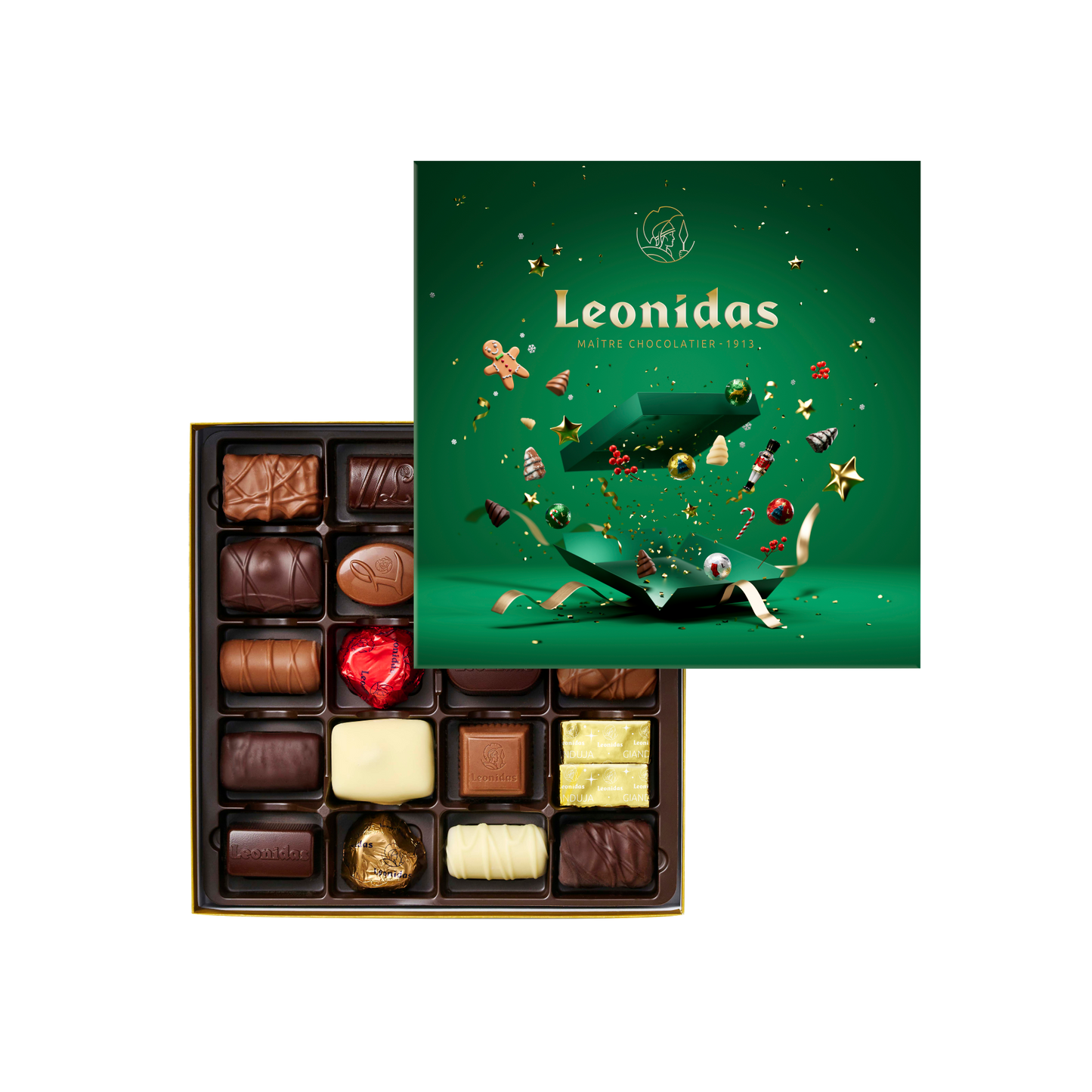 Coffret carré Noël Vert 300g